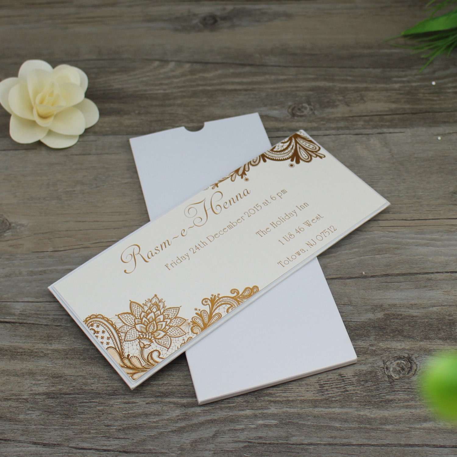 Wedding Invitation Card Hardcover Insert Card with Paper Pocket Foil Printing Customized 